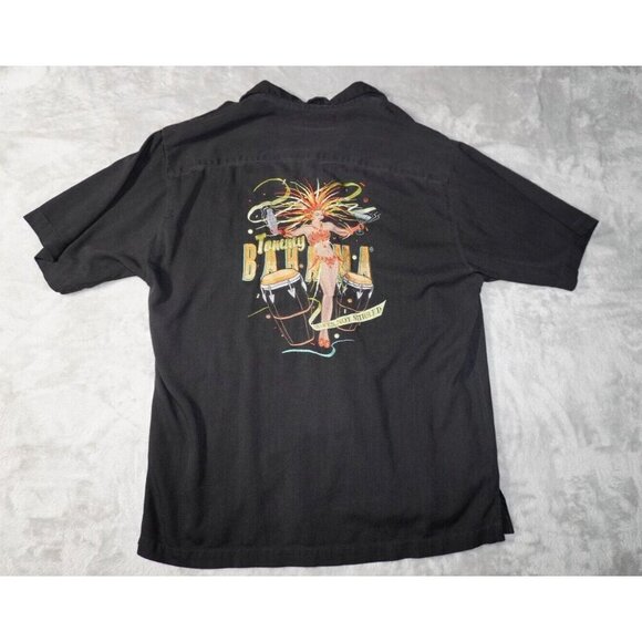 Tommy Bahama Men's M Black Shaken Not Stirred Embroidered Shirt Silk EUC - Picture 10 of 14